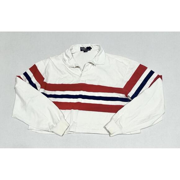 Ralph Lauren Polo Womans Shirt Collared White Blue and Red Stripe Long Sleeve LG - Picture 6 of 11